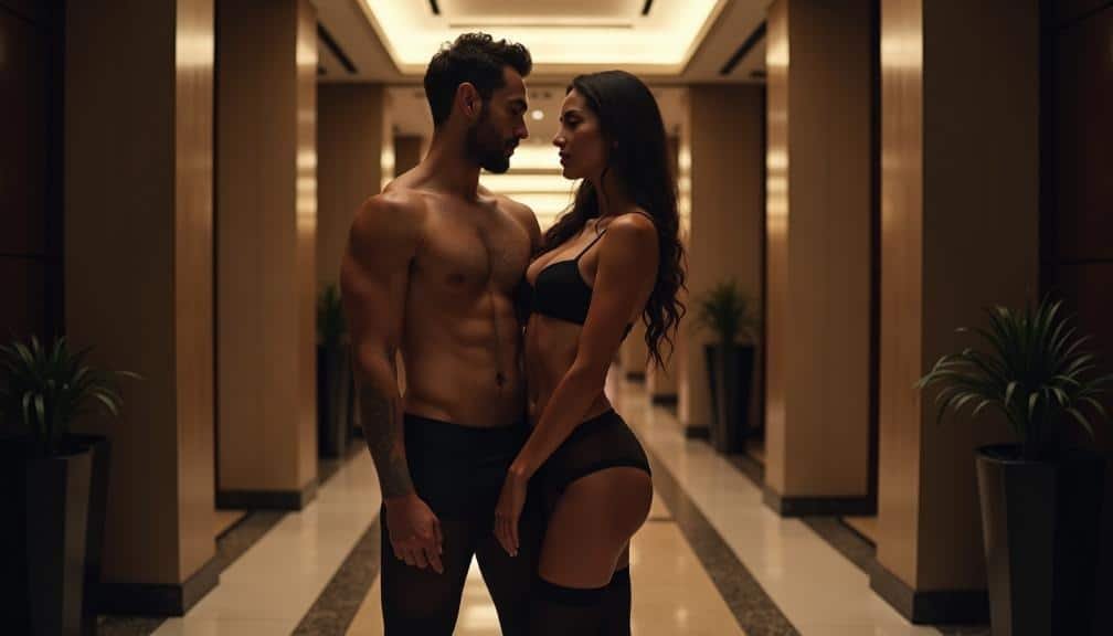 KL Escort Couple embracing in a hotel hallway Malaysia Escort